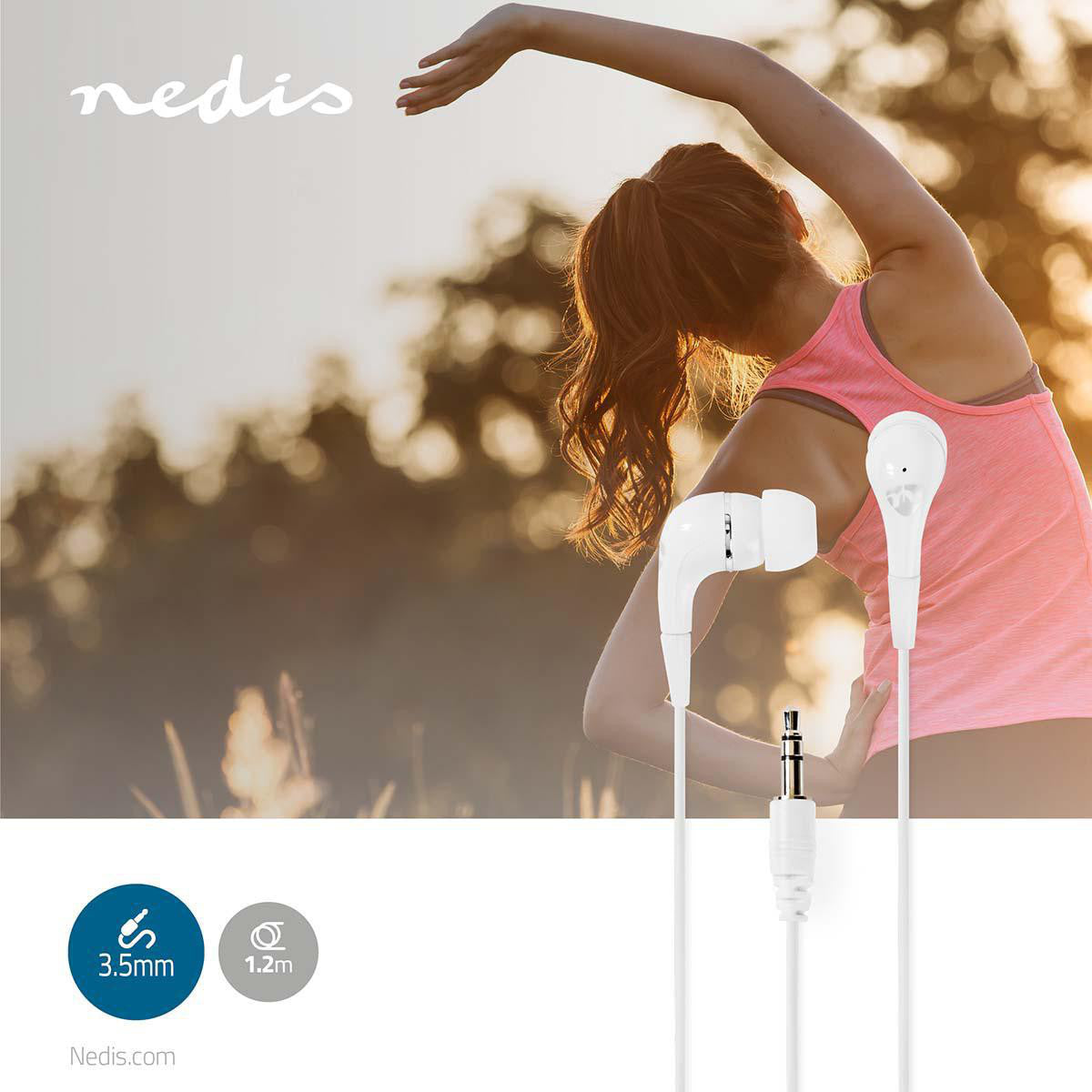 Wired Headphones | 1.2m Round Cable In-ear White Headphones