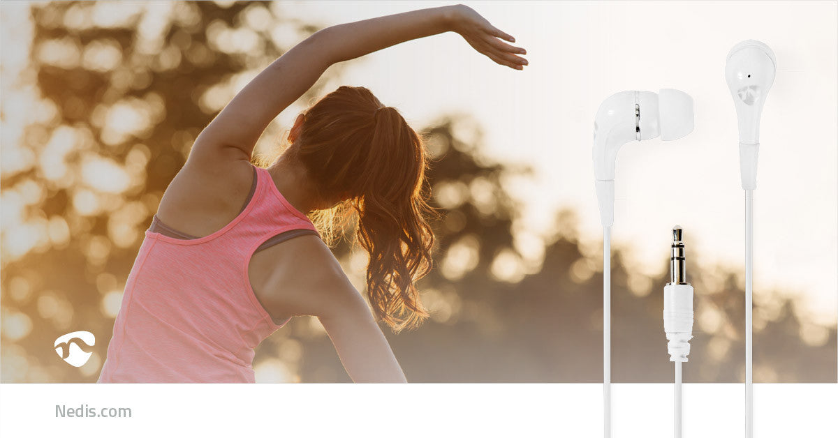 Wired Headphones | 1.2m Round Cable In-ear White Headphones