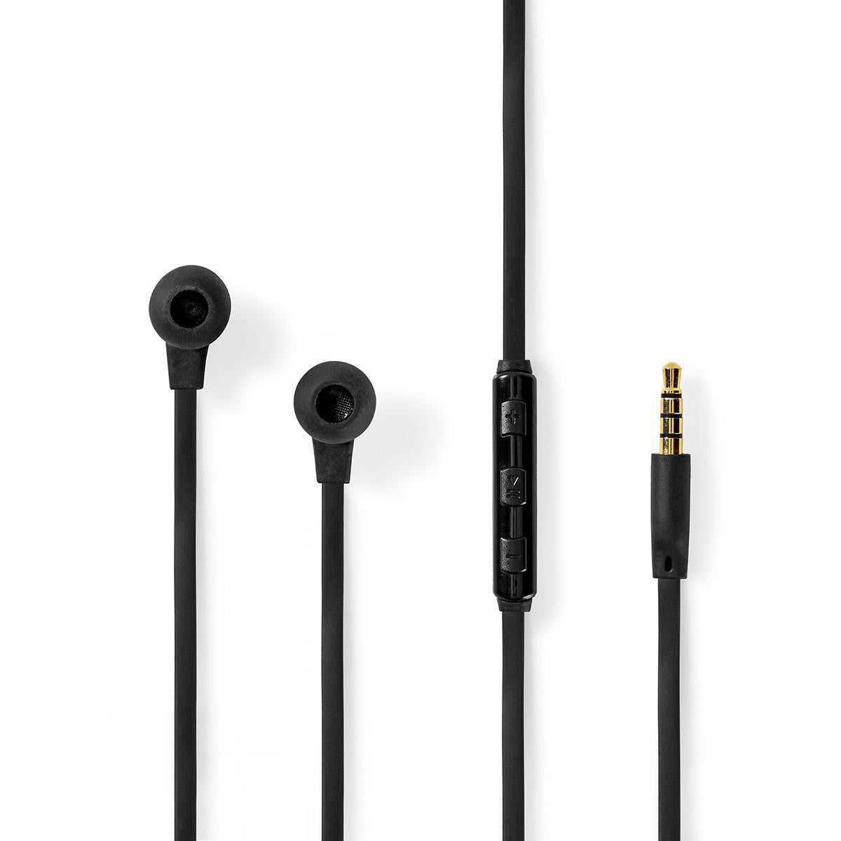 Wired Headphones | 1.2m Flat Cable In-ear Built-in Microphone Aluminum Black