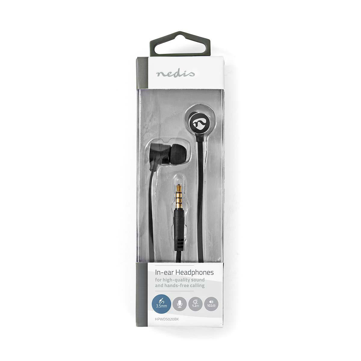 Wired Headphones | 1.2m Flat Cable In-ear Built-in Microphone Aluminum Black