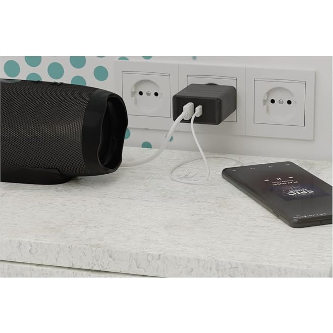 Dual USB-C PD (Power Delivery) Fast Charger (28W) Black