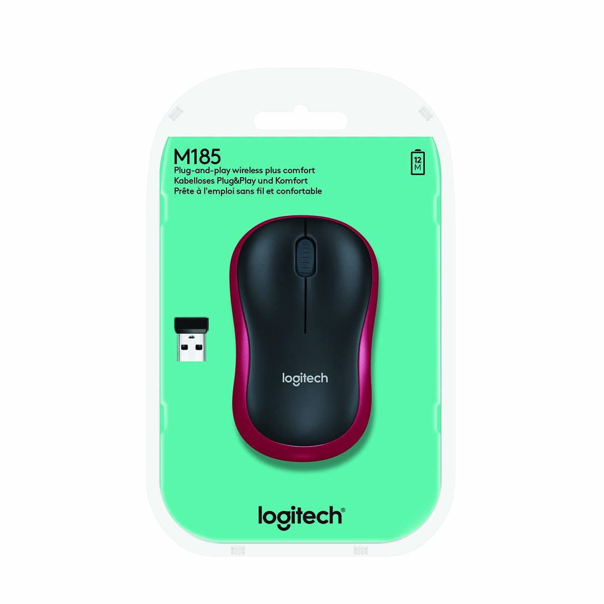 Logitech M185 Red Wireless Mouse