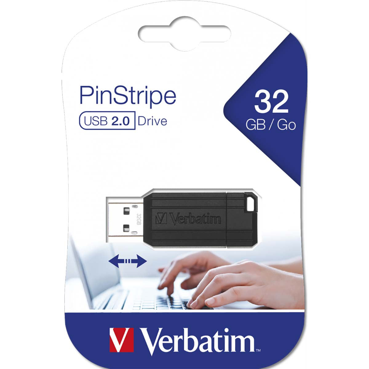 USB 2.0 Memory Stick 32 GB Pinstripe Black Pendrives