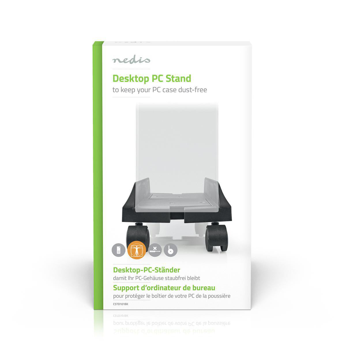 Suporte para PC de secretária | Largura ajustável, 4 rodízios giratórios com fecho