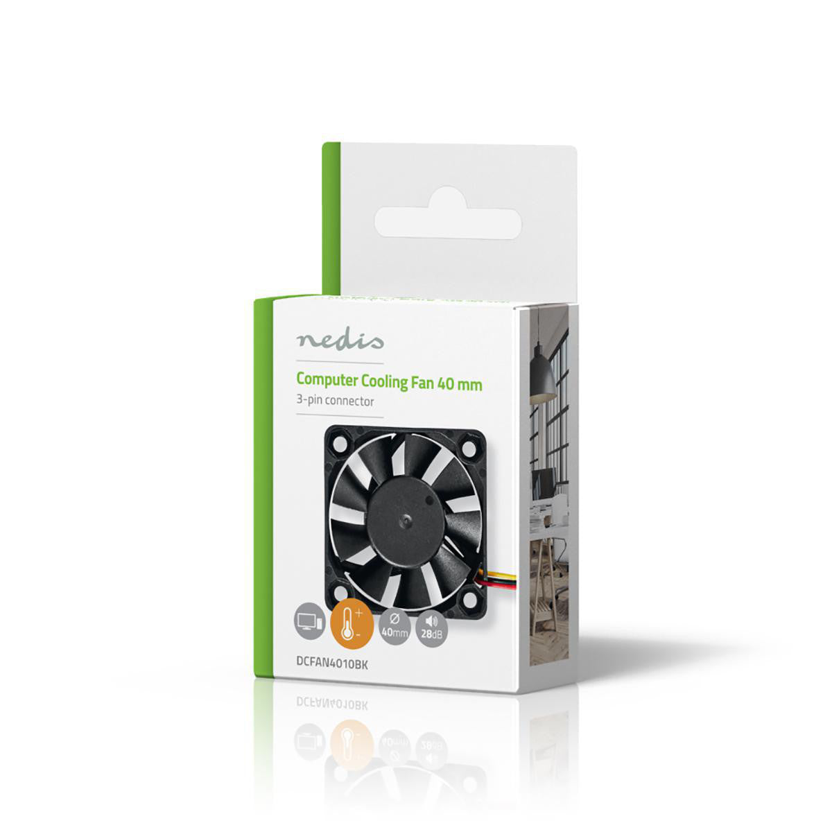 Ventoinha DC | Tamanho da ventoinha: 40 mm, 3 pinos, 27,9 dBA, preta