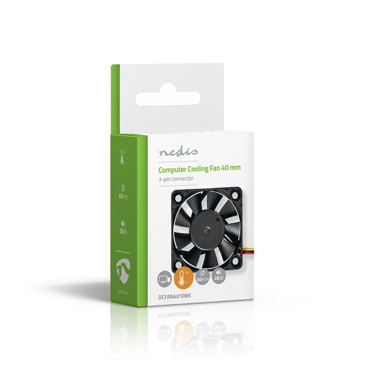 Ventoinha DC | Tamanho da ventoinha: 40 mm, 3 pinos, 27,9 dBA, preta