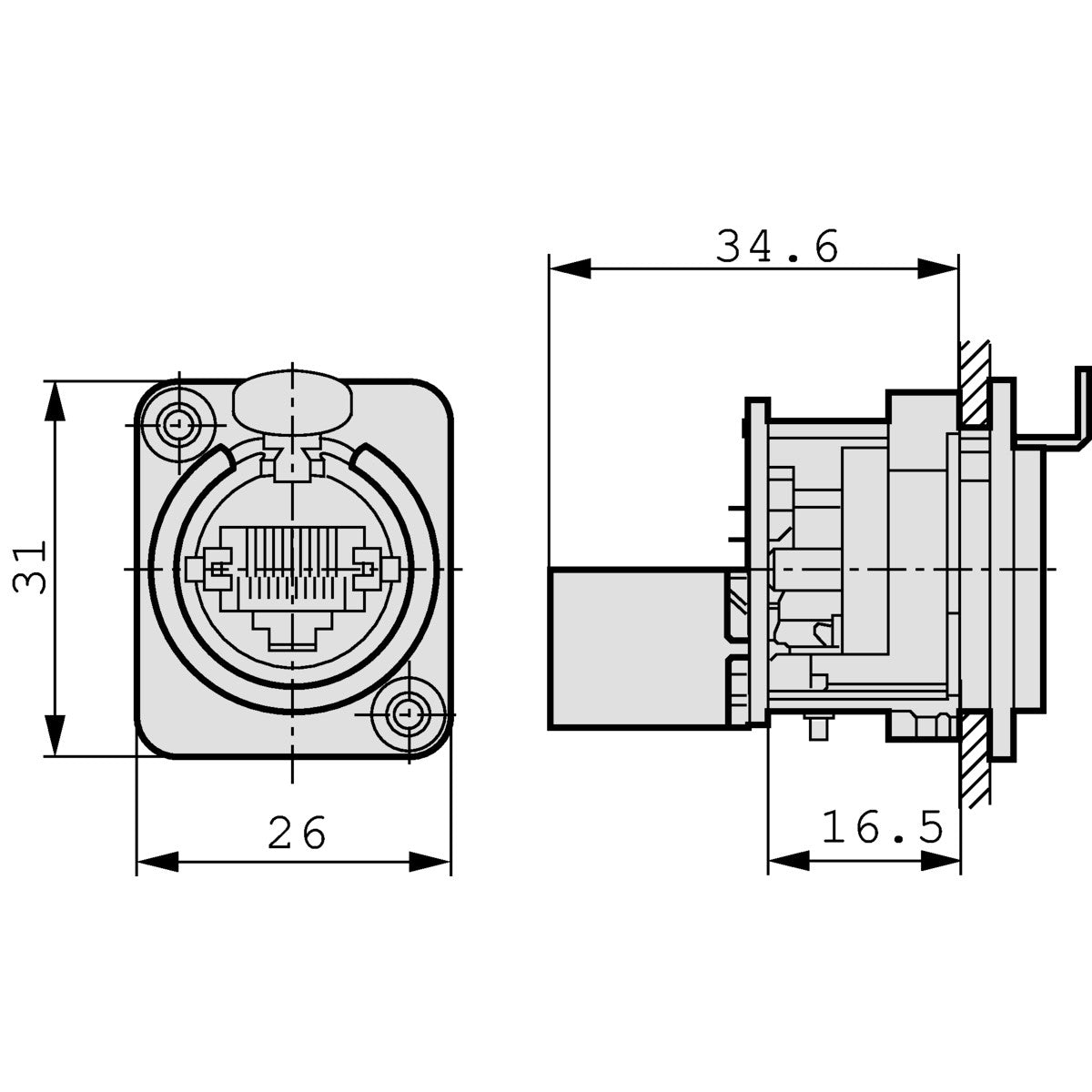 Receptacle For Rj45 Ne8fdp