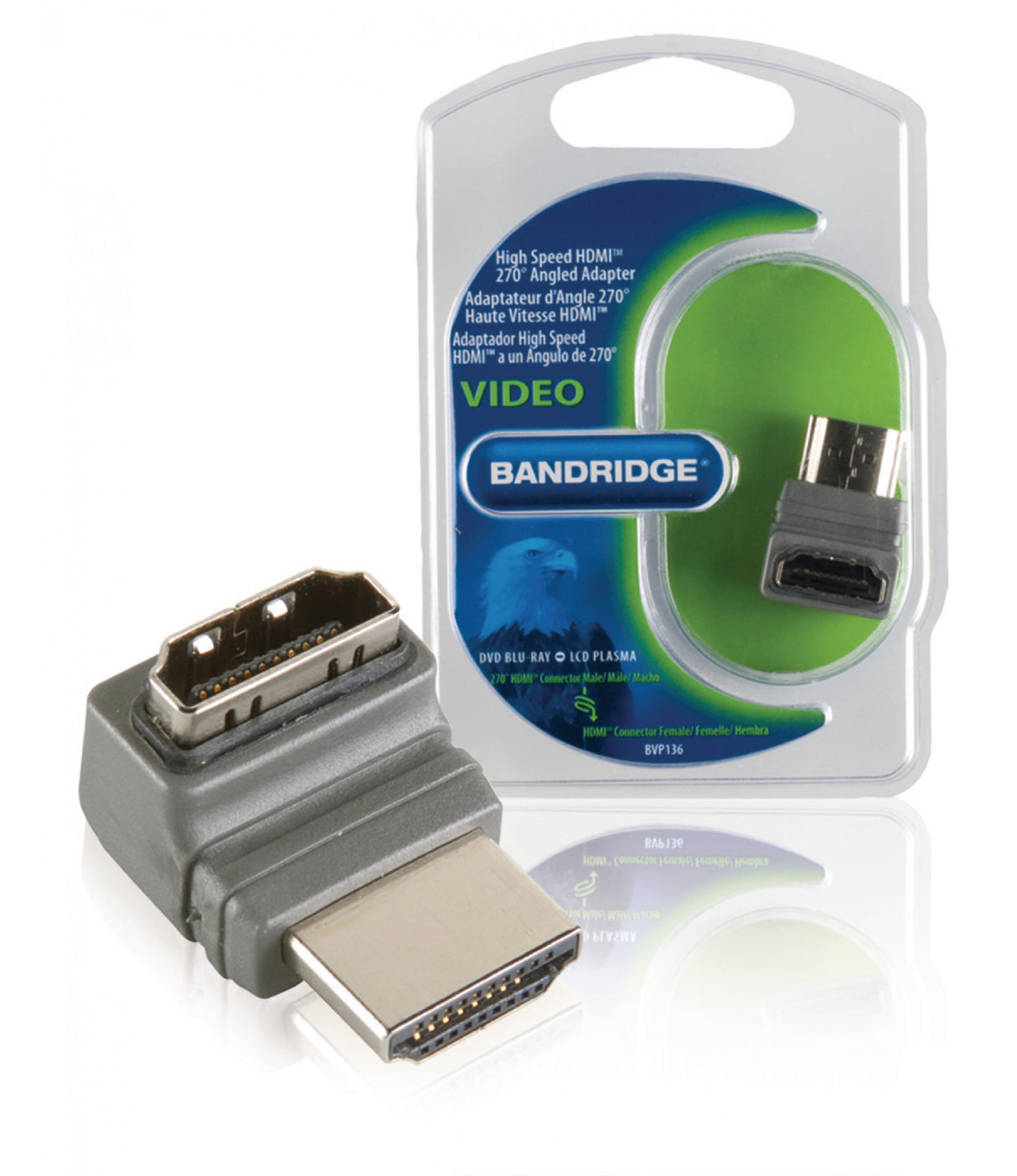 High-Speed HDMI Adapter with Ethernet at a 270° Angle