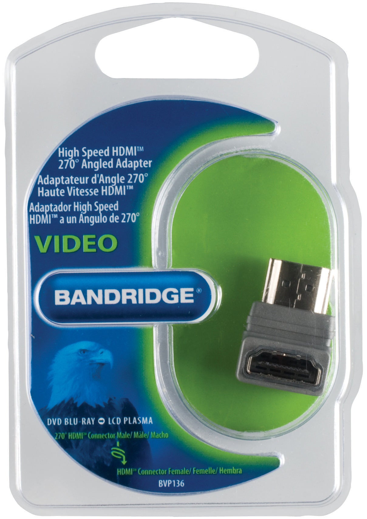 High-Speed HDMI Adapter with Ethernet at a 270° Angle
