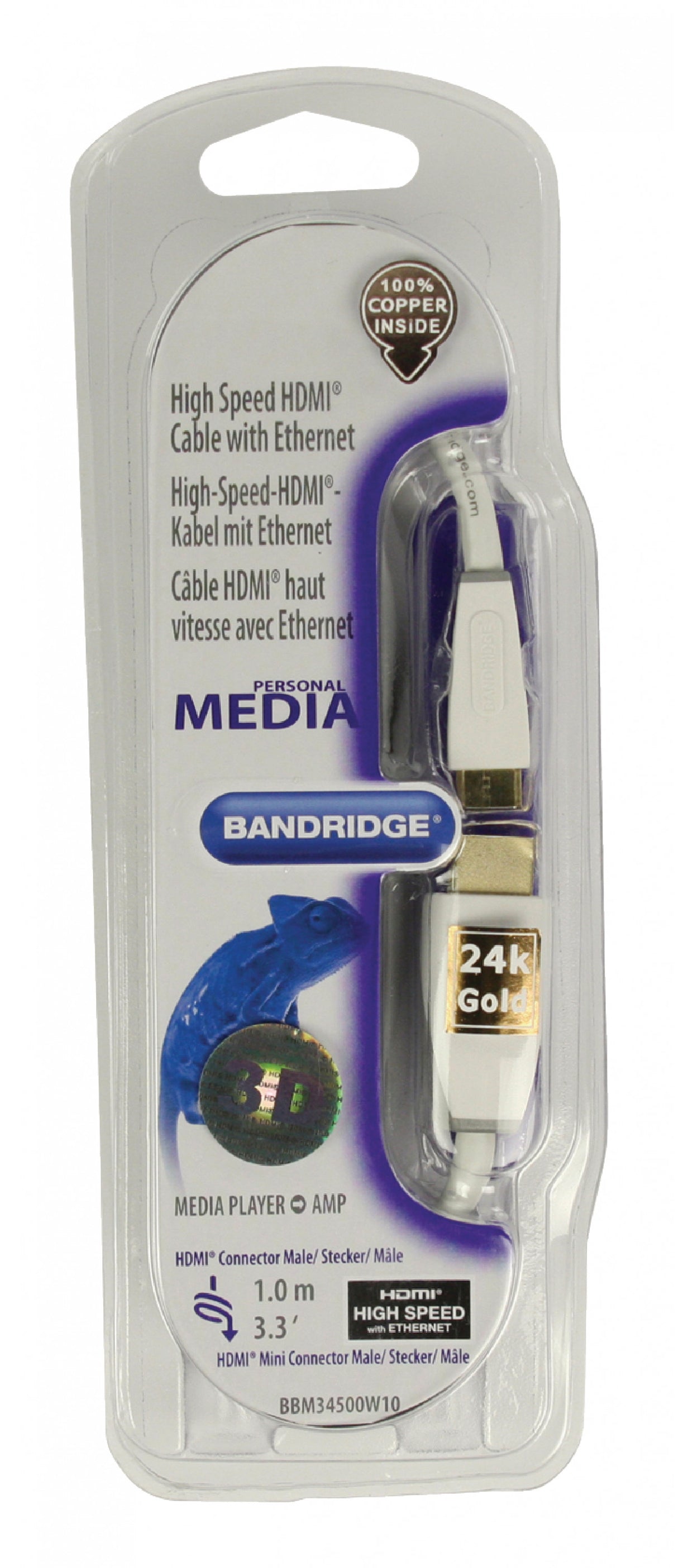 Cabo Mini HDMI de Alta Velocidade com Ethernet 1,00 m