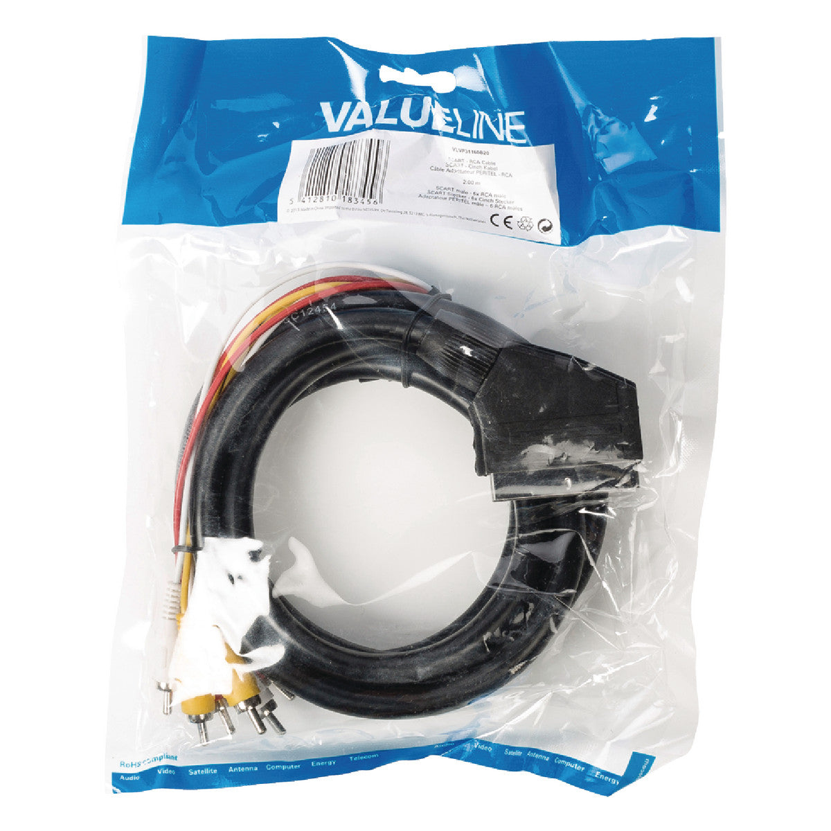 Scart Cable RCA Male 6 2.00 m in Black