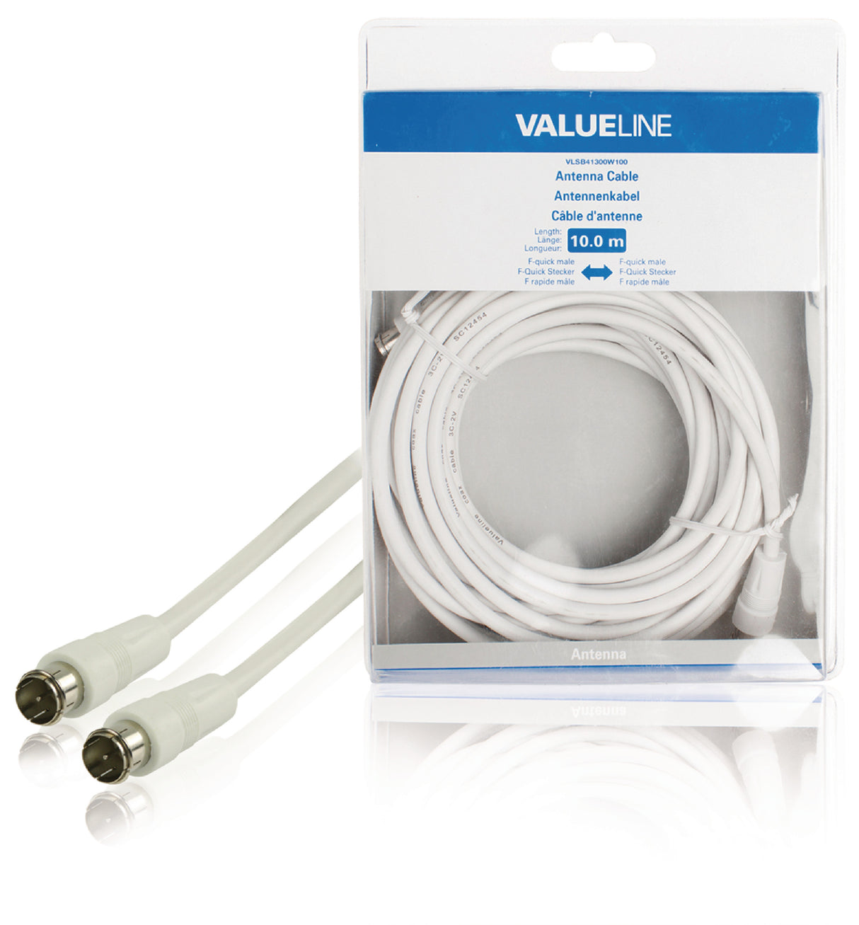 Fast F Male Antenna Cable - 10.0 m in White Cables