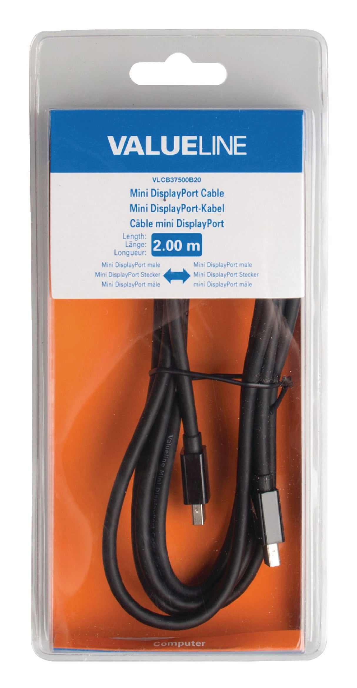 Mini Displayport Male Cable - 2.00 m in Black