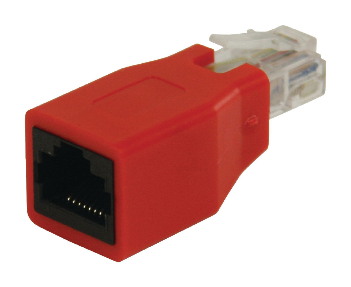 Adaptador de rede, RJ45 macho para fêmea, vermelho