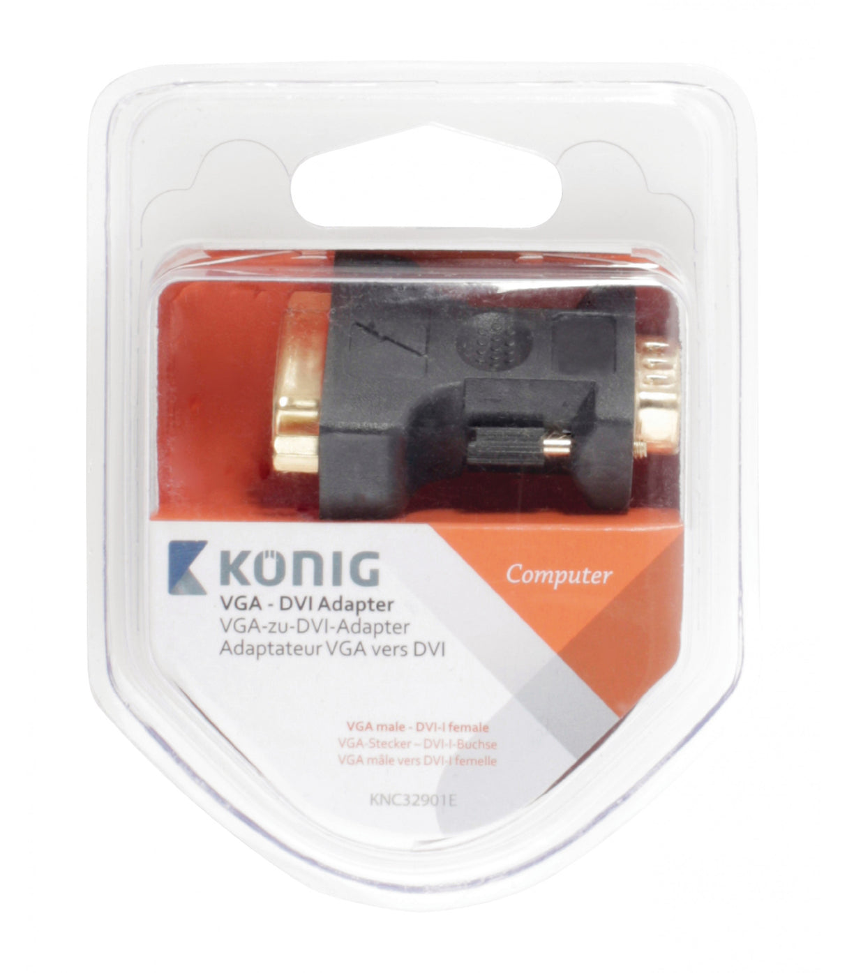 Adaptador VGA para DVI Macho para DVI-i Fêmea, 1 unidade, Cinzento *Sem categoria