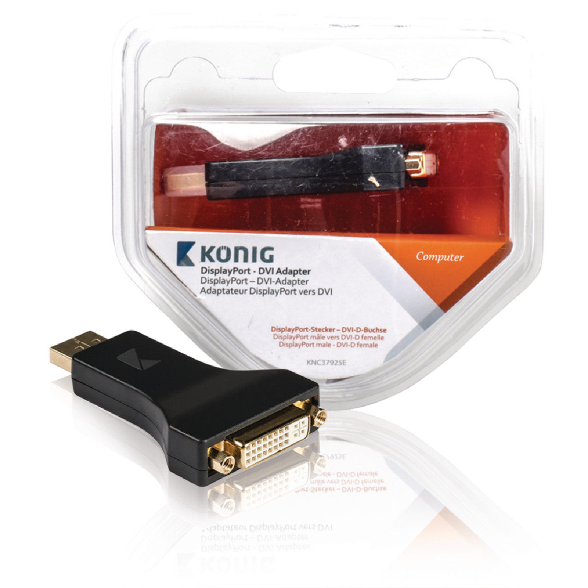 Adaptador DisplayPort para DVI macho para DVI-D fêmea, 1 unidade, cinzento