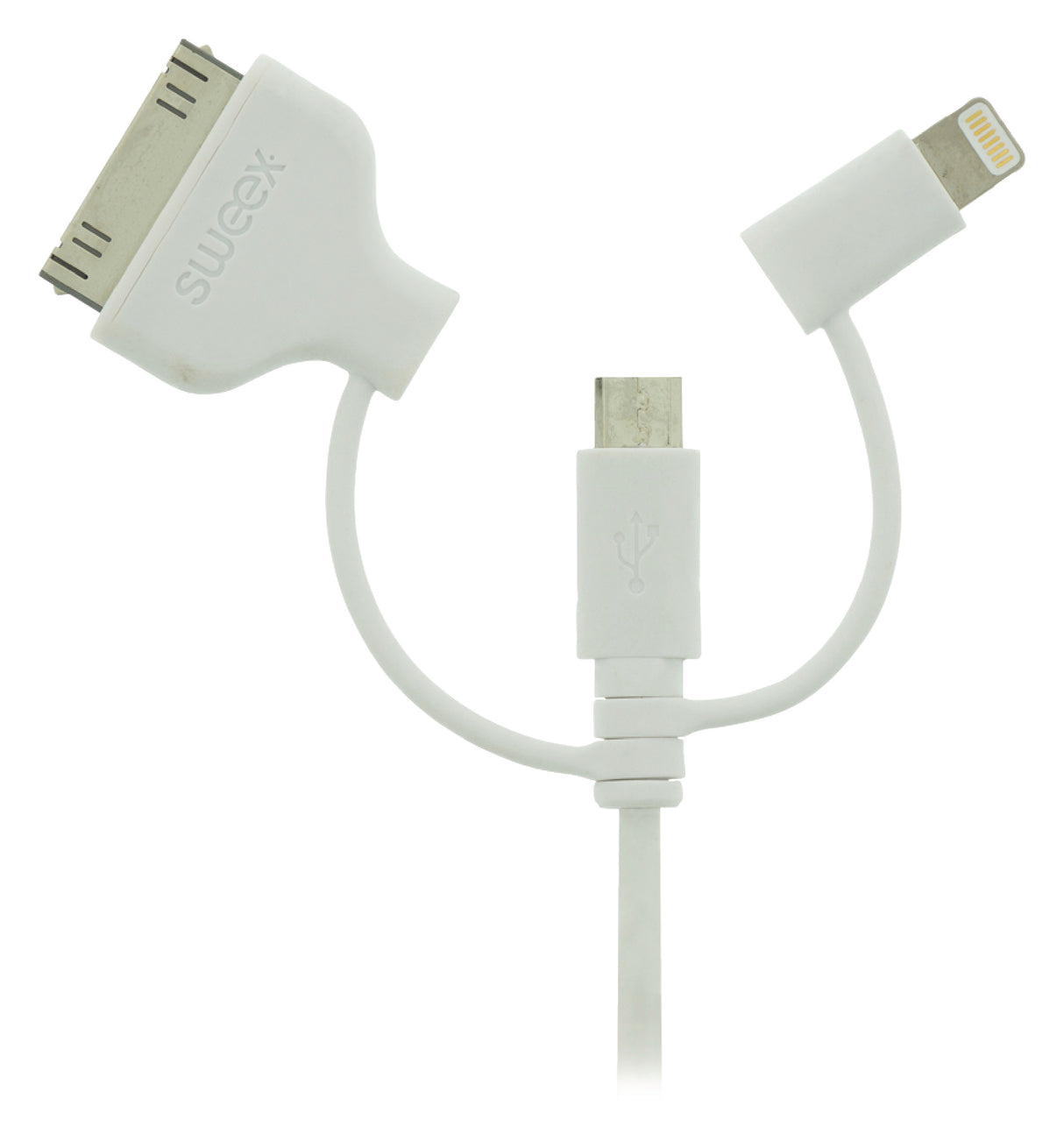 Sweex 3 in 1 USB 2.0 A Male - Micro B + Lightning Adapter Charging and Sync Cable