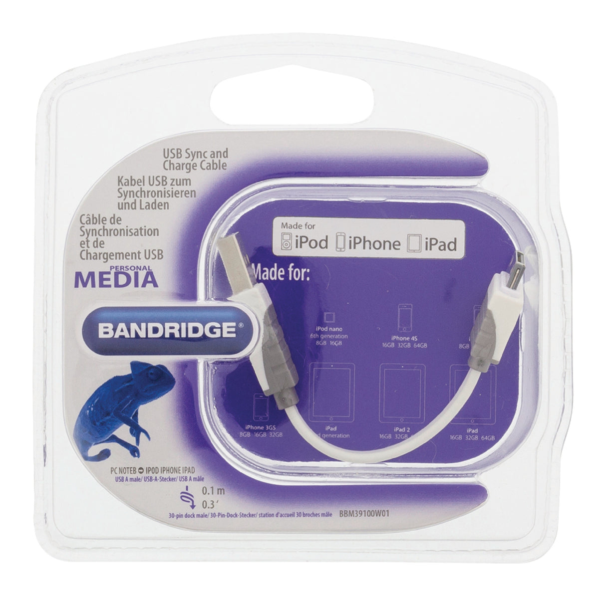 USB Charging and Sync Cable A Male - Apple 30-Pin Connection Base 0.10 m