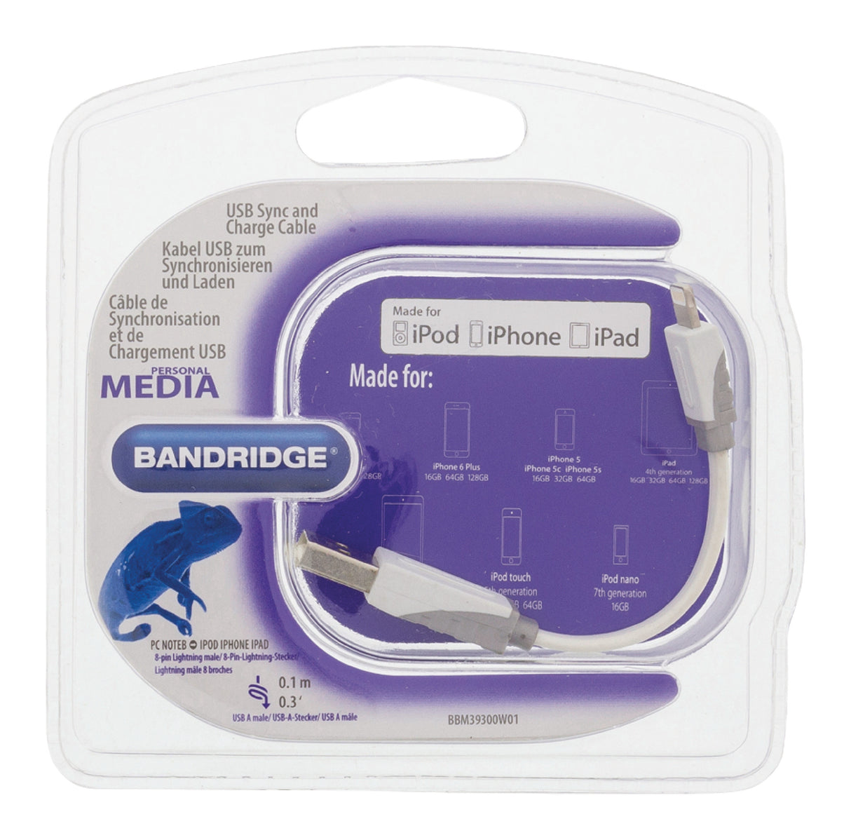 USB Charging and Sync Cable A Male - Lightning 8 Pin 0.10 m in White Color