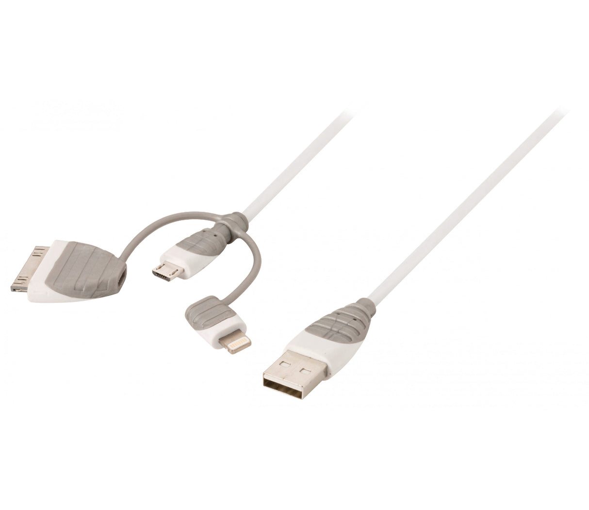 3-in-1 USB 2.0 A Male to Micro B Charging and Sync Cable with Lightning Adapter