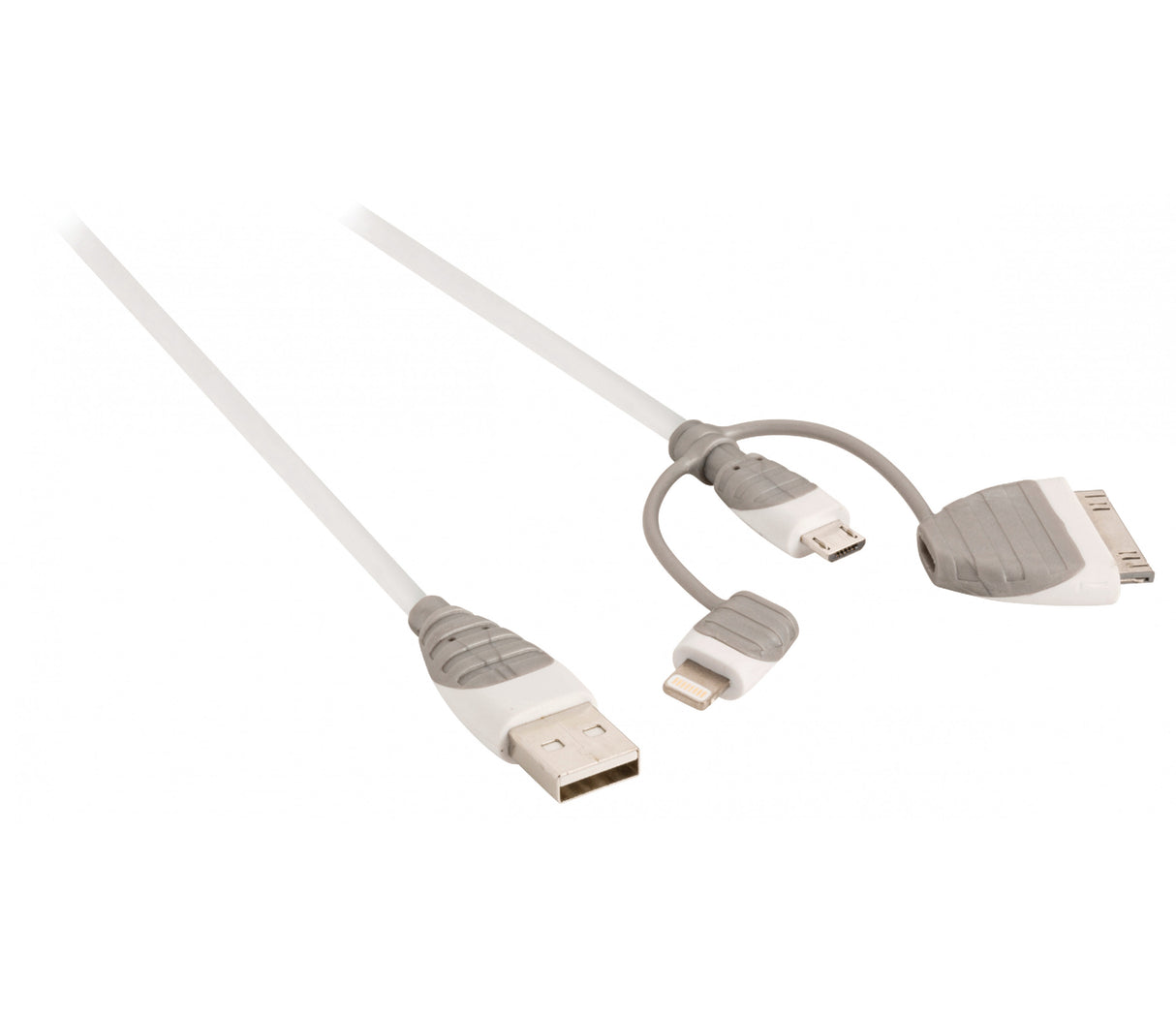 3-in-1 USB 2.0 A Male to Micro B Charging and Sync Cable with Lightning Adapter