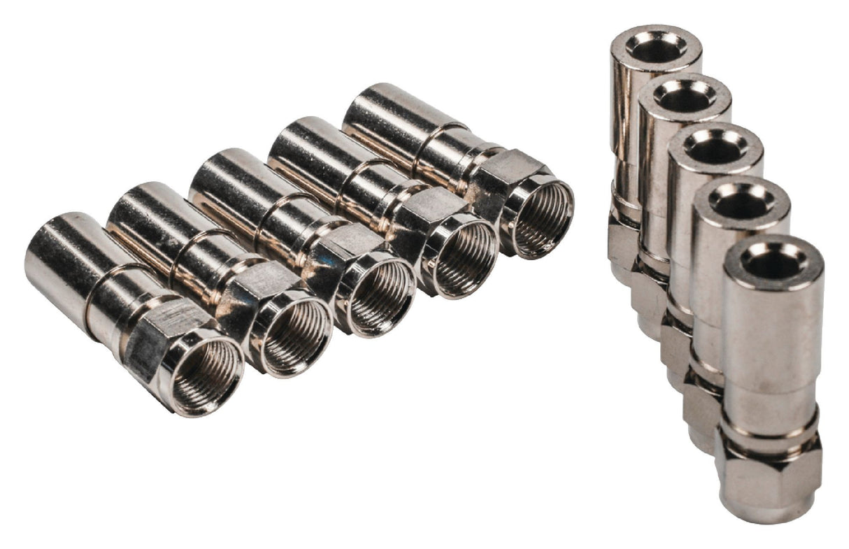 Conector F de compressão com 7,00 mm de diâmetro, composto por 10 peças metálicas *Não categorizado