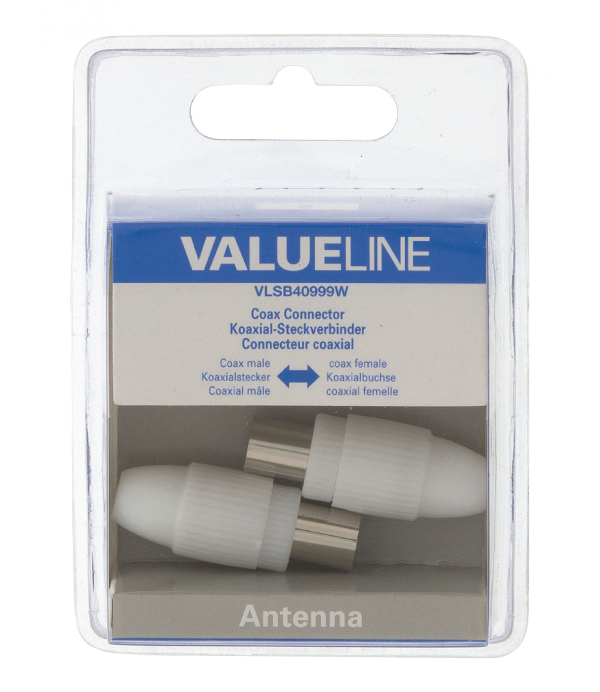 Coaxial Connector Male + Female, 2 pcs. in White Antenna