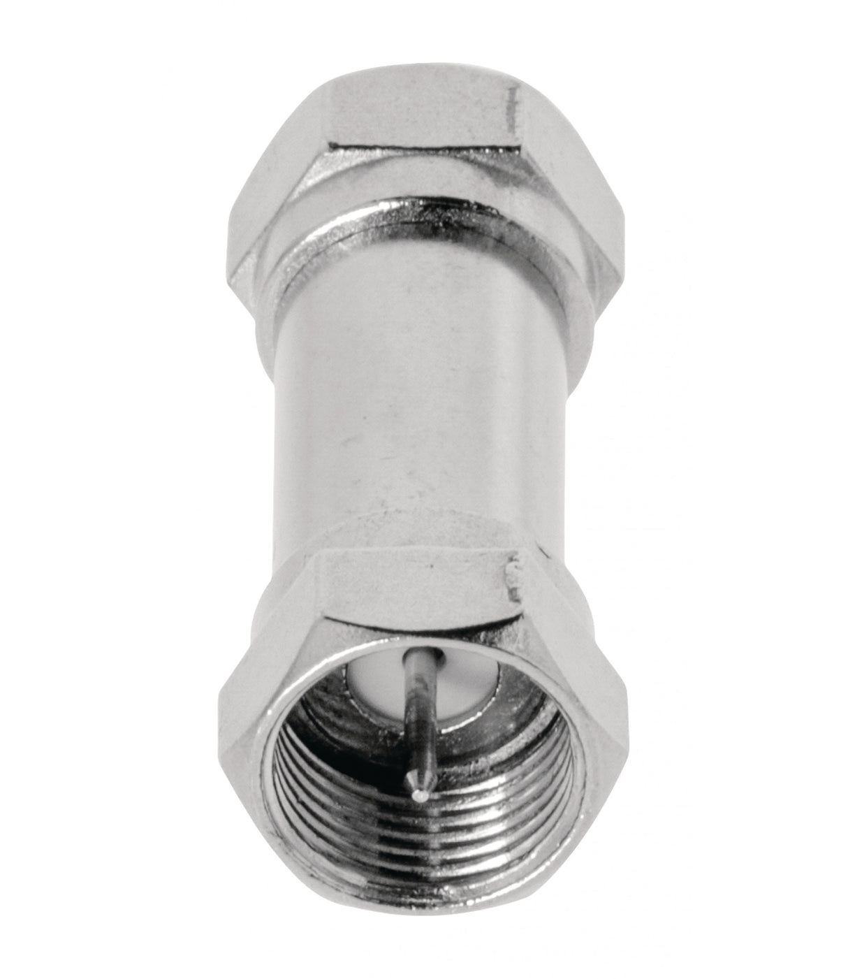 Male F Antenna Coupler - Metallic, 10 Units