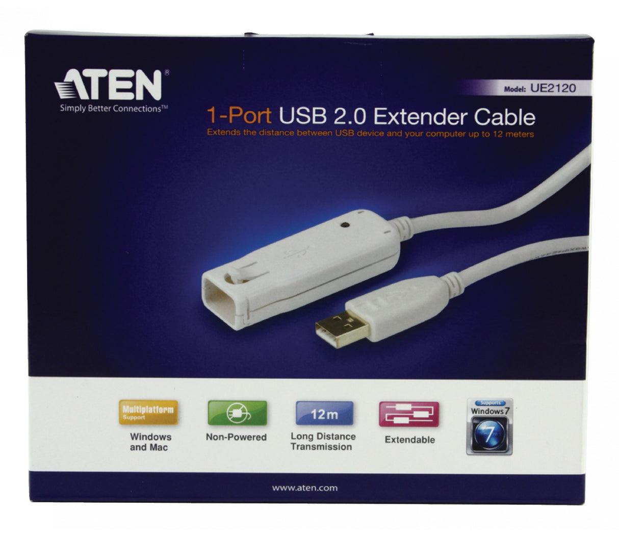 USB 2.0 A Male - Female Active Extension Cable 12m Ivory