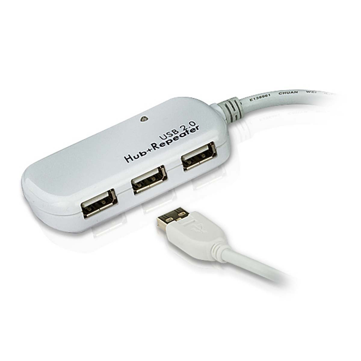 USB 2.0 A Male Active Extension Cable - 4x Hub 12m Ivory Cables