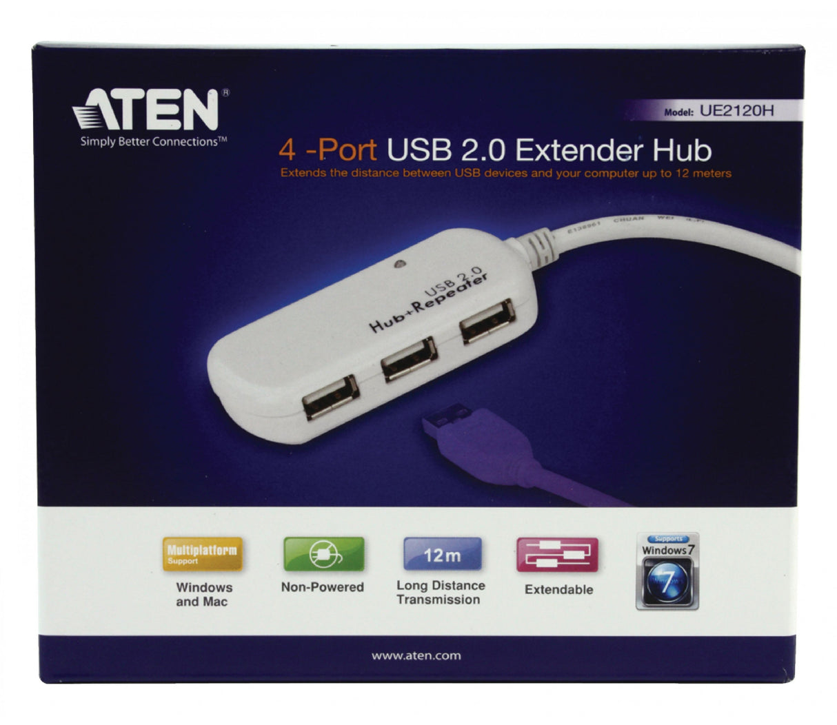 USB 2.0 A Male Active Extension Cable - 4x Hub 12m Ivory Cables