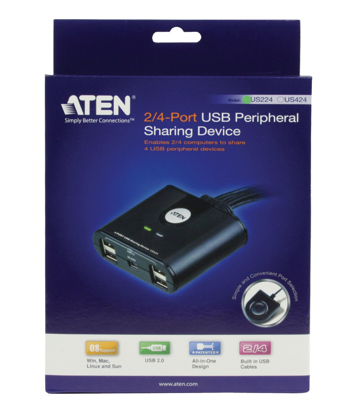 USB 2-port Black KVM Switch