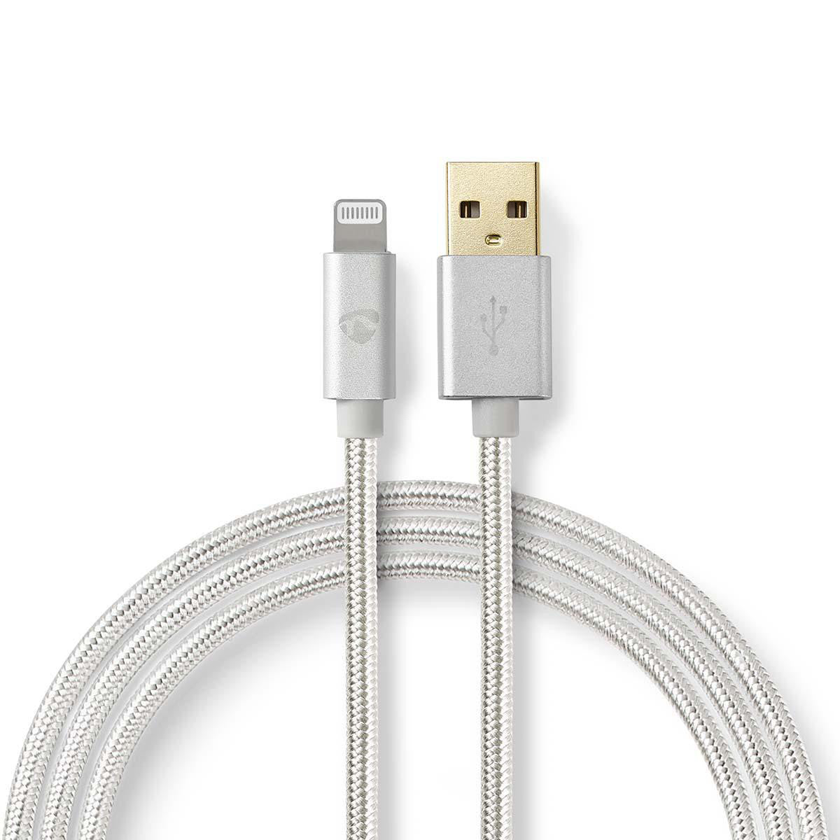 Cabo de carregamento e sincronização | Conector Lightning de 8 pinos macho da Apple - USB A 3,0 m em alumínio