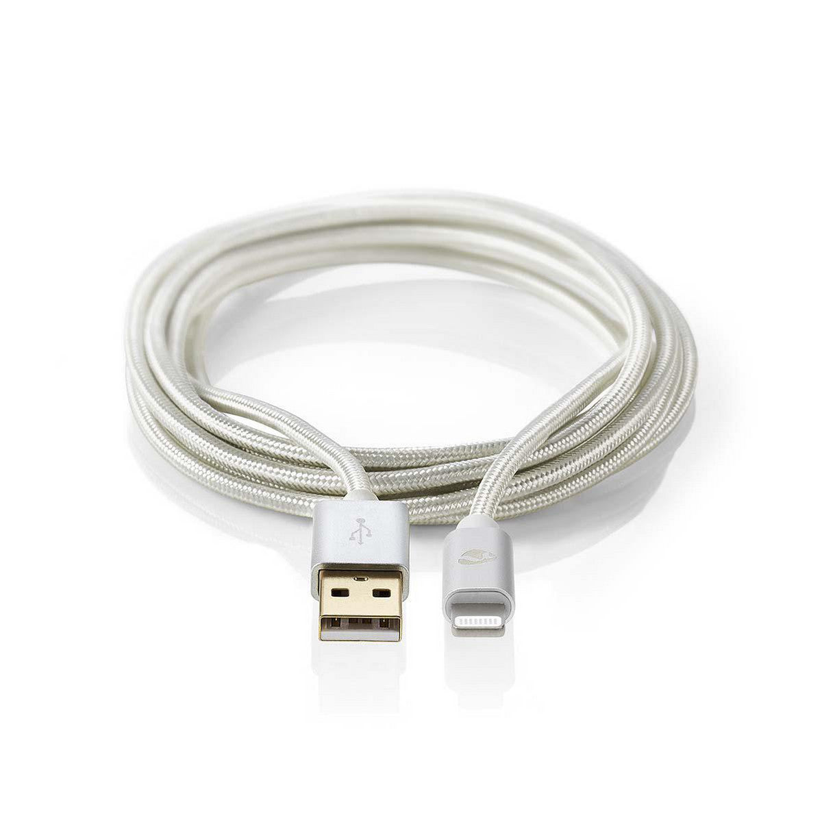 Cabo de carregamento e sincronização | Conector Lightning de 8 pinos macho da Apple - USB A 3,0 m em alumínio