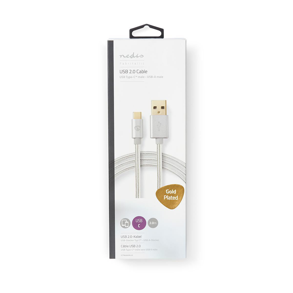 USB 2.0 Cable | Type C Male - At 2.0 m Aluminum