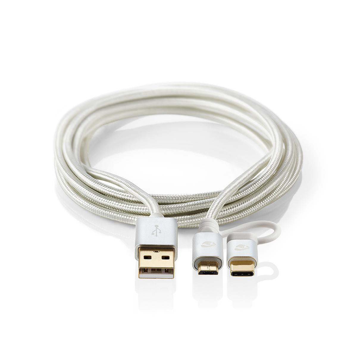 2 in 1 Charging and Sync Cable | USB Micro B Male + Type C - A 1.0 m Aluminum