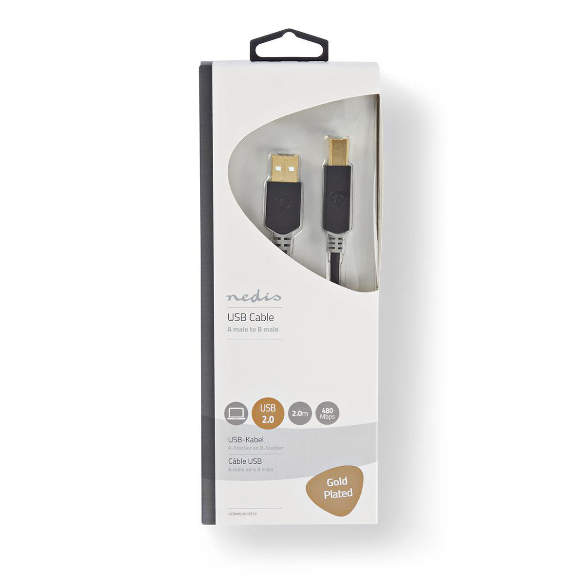 USB 2.0 Cable | A Male - B 2.0 m Anthracite