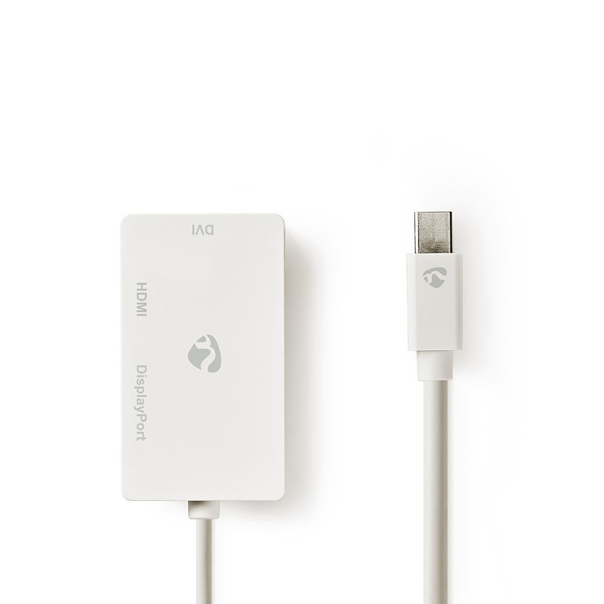 Cabo Adaptador Multiportas Mini DisplayPort | Macho - Fêmea + 24+1 Pinos DVI-D 0,2m Branco