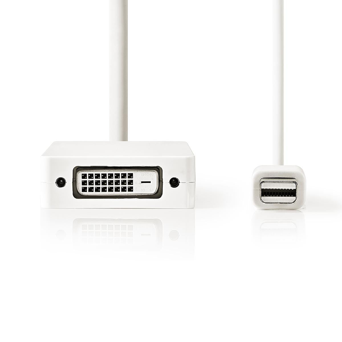 Cabo Adaptador Multiportas Mini DisplayPort | Macho - Fêmea + 24+1 Pinos DVI-D 0,2m Branco