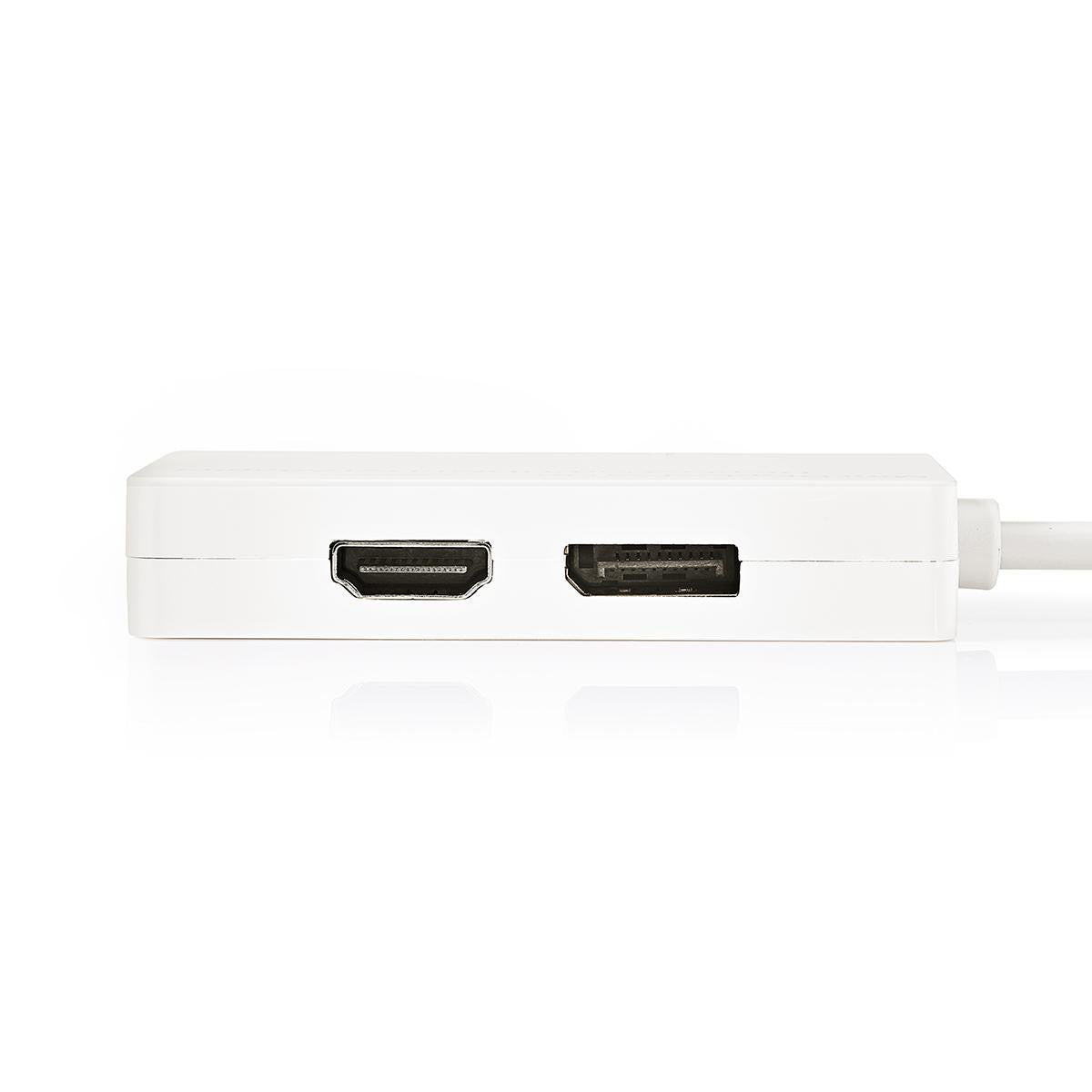 Cabo Adaptador Multiportas Mini DisplayPort | Macho - Fêmea + 24+1 Pinos DVI-D 0,2m Branco