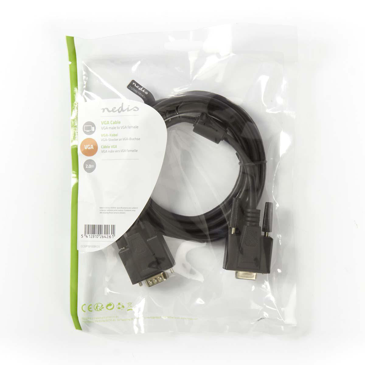 VGA Cable | Male - Female 2.0 m Black