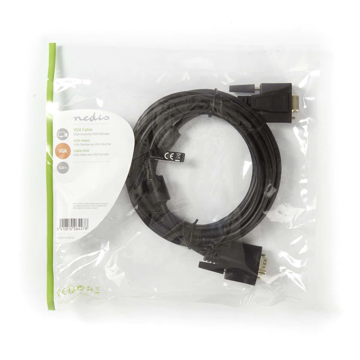 VGA Cable | Male - Female 3.0 m Black