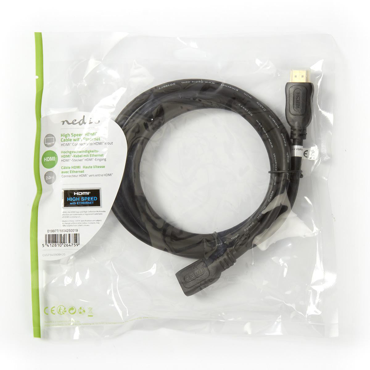 Cable HDMI de Alta Velocidad con Ethernet | Conector - Hembra 2,0 m Negro Hdmi