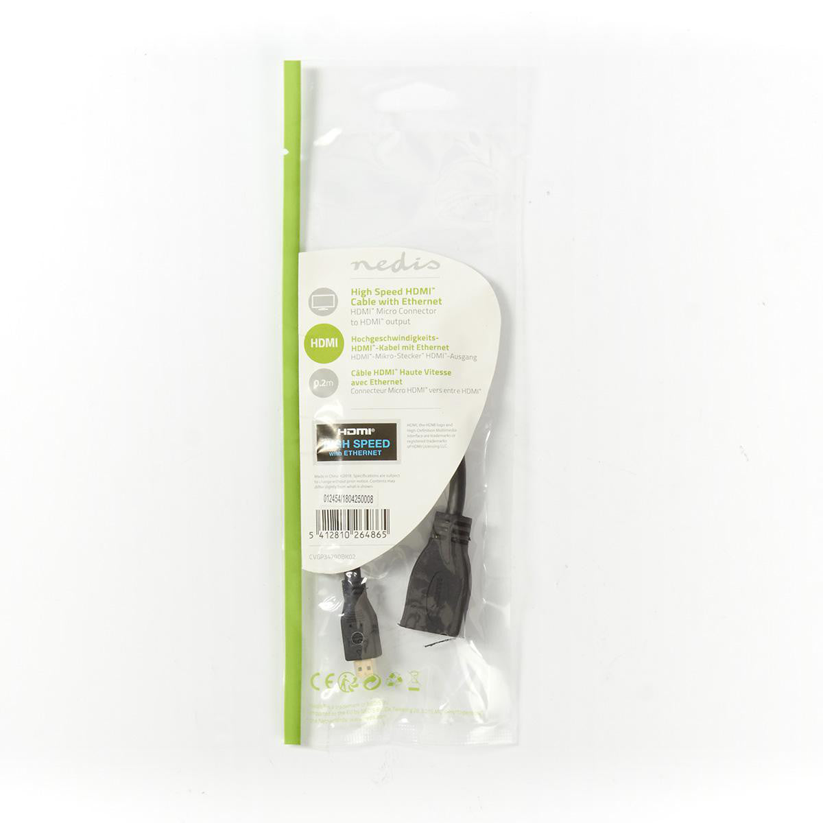 Cabo HDMI de alta velocidade com Ethernet | Conector Micro - Fêmea 0,2 m Preto