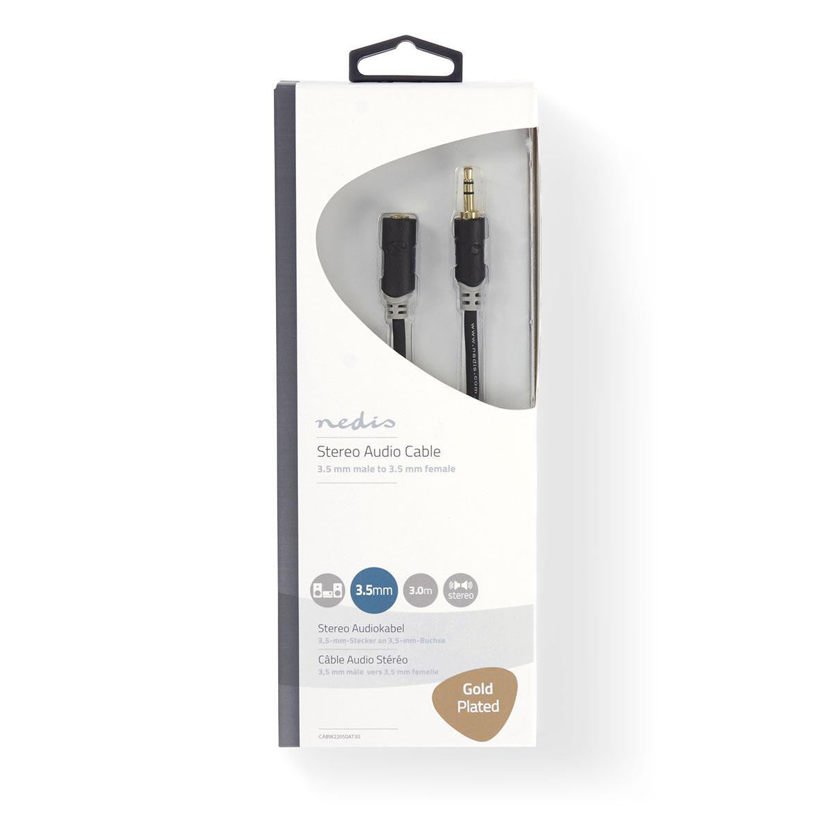 Stereo Audio Cable, 3.5mm Male to Female Jack, 3.0m, Anthracite Color