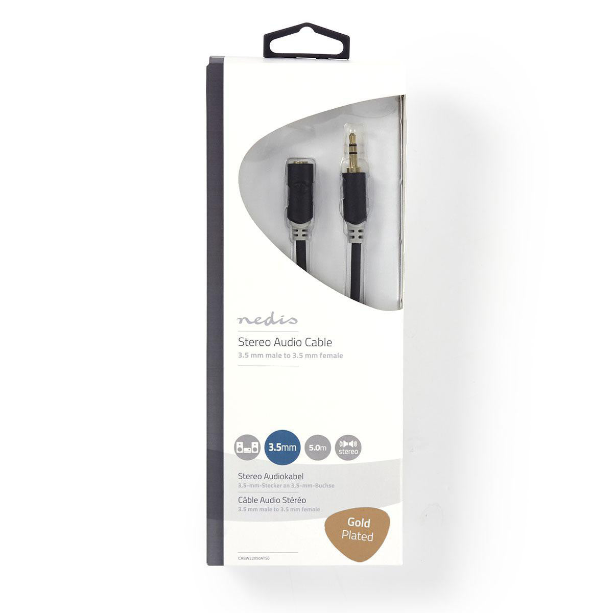 Stereo Audio Cable | 3.5mm Male - Female 5.0m Anthracite