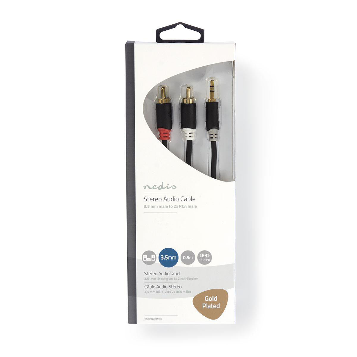 Stereo Audio Cable | 3.5mm Male - 2x RCA 0.5m Anthracite