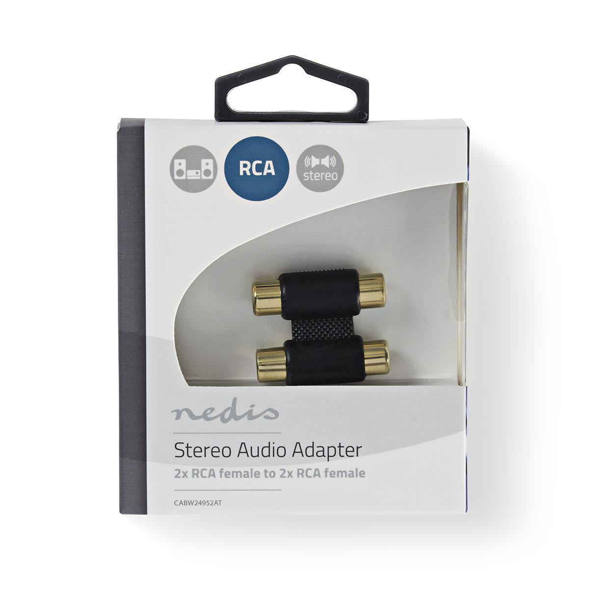 Adaptador de áudio estéreo | 2x RCA fêmea - fêmea