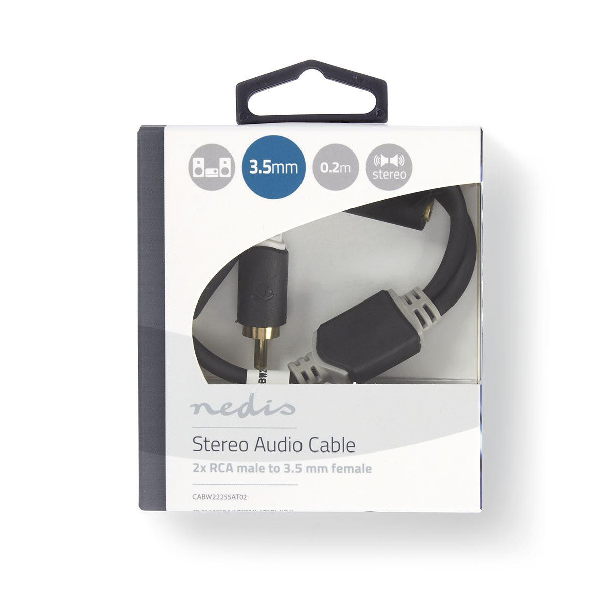 Cabo de áudio estéreo | 2x RCA macho - fêmea 3,5 mm 0,2 m Antracite