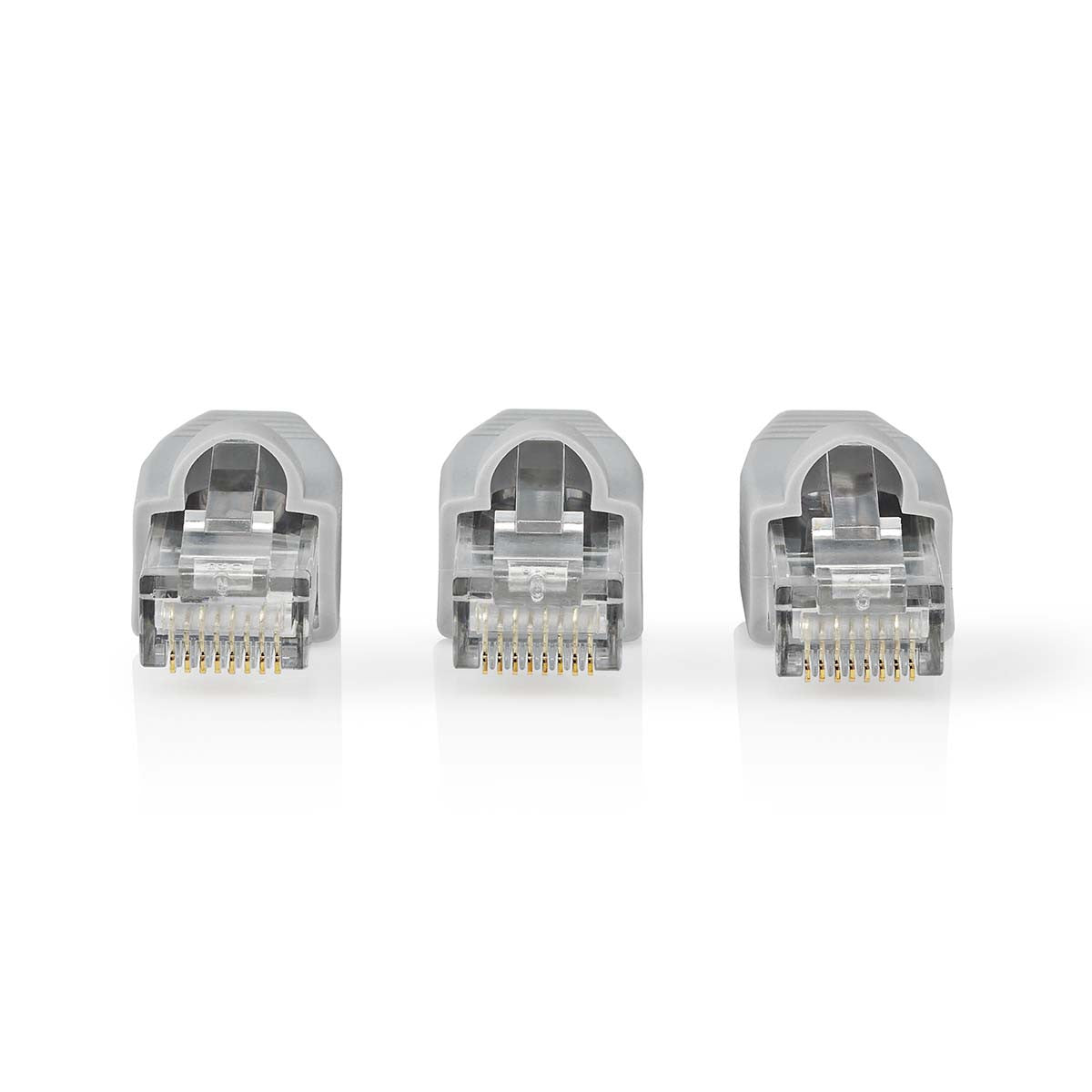 Conjunto de Conectores de Rede Cat6 UTP | RJ45 Macho - Capa Protetora Independente para Conector, 10 Unidades, Cinza
